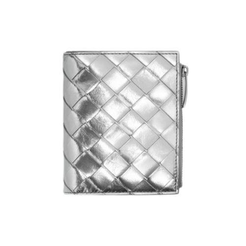 ★BOTTEGA VENETA★ 스몰 인트레치아토 폴더형 지갑 실버
