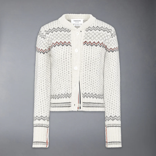 ★톰브라운★ 페어아일 자카드 도니골 크롭 카디건