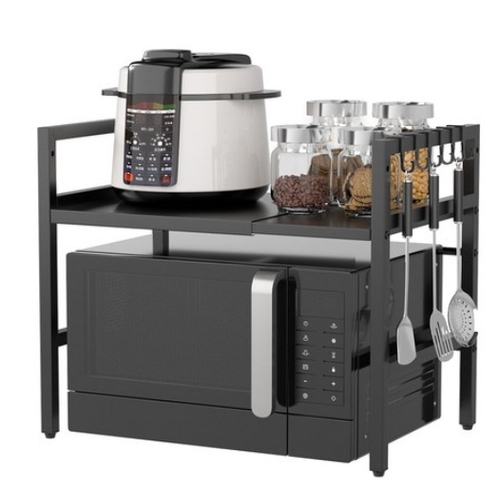 ★코멧★ 길이조절 전자레인지 선반 2단 + 후크 6개