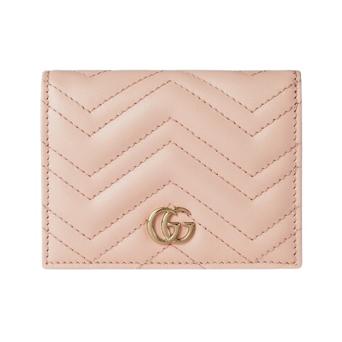 ★GUCCI★ GG 마몽 카드 케이스 지갑 라이트 핑크 레더