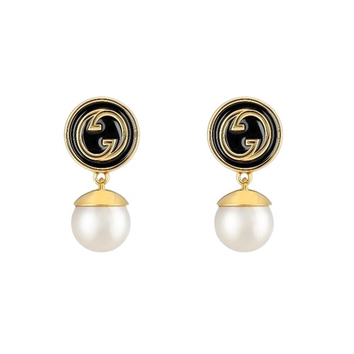★GUCCI★ 구찌 블론디 펄 귀걸이 블랙 에나멜
