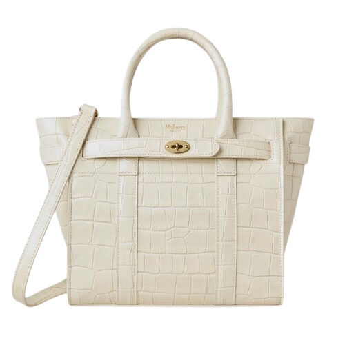 ★Mulberry★ 미니 지퍼 베이스워터 에그셸 유광 스몰 악어피 프린트